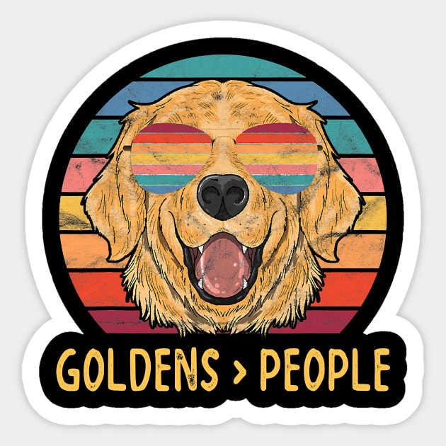 Golden Retrievers Over People Sticker by eldridgejacqueline